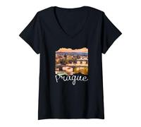 Donna Praga Repubblica Ceca Souvenir Praga Maglietta con Collo a V