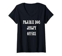 Donna Prairie Dog Assay Office Old West Maglietta con Collo a V