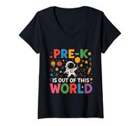 Donna Pre-K è Fuori dal Mondo Astronaut Kids Design Maglietta con Collo a V