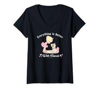 Donna Precious Moments Better with Friends Cute Dog Ballet Dancing Maglietta con Collo a V