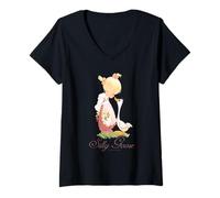 Donna Precious Moments Silly Goose Script Sweet Girly Retro Maglietta con Collo a V