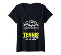 Donna Preferirei Avere Una brutta Giornata Giocando a tennista Maglietta con Collo a V