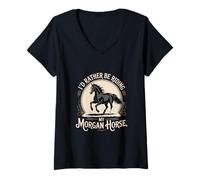 Donna Preferirei Cavalcare Il Mio Cavallo Morgan equestre Maglietta con Collo a V