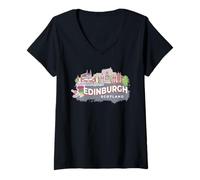 Donna Preferirei Essere a Edimburgo, Scozia, Souvenir Maglietta con Collo a V