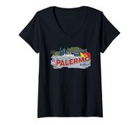 Donna Preferirei Essere a Palermo Sicilia Souvenir Maglietta con Collo a V