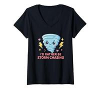 Donna Preferirei essere tempesta che insegue il meteorologo Tornado Maglietta con Collo a V