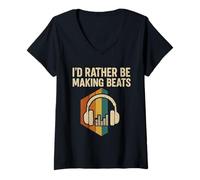 Donna Preferirei Fare Beats Beat Makers Music Producer Mens Maglietta con Collo a V