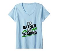 Donna Preferirei Fare Trading Divertente per Trader e investitori Maglietta con Collo a V