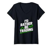 Donna Preferirei Fare Trading Divertente per Trader e investitori Maglietta con Collo a V
