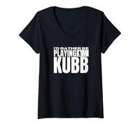 Donna Preferirei Giocare a Kubb Viking Chess Funny Kubb Maglietta con Collo a V