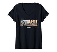 Donna Prefettura di Newcastle, England City, Regno Unito Maglietta con Collo a V