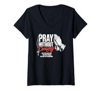 Donna Pregare Senza cessare Christian Streetwear Maglietta con Collo a V