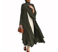 Donna Preghiera Musulmana Chiffon Abito Aperto Abaya Dubai Turchia Islam Caftano islamico Ramadan Eid Mubarak Donne Robe Senza Hijab, Verde Senza Hijab, M