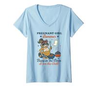 Donna Pregnant Girl Summer Feral Raccoon Lover Funny 4th July Maglietta con Collo a V