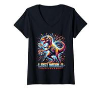 Donna Prehistoric Raptor Retro Pop Art Cosmic Dinosaur Energy Maglietta con Collo a V
