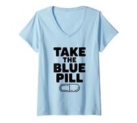 Donna Prendi la Pillola Blu Maglietta con Collo a V