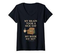 Donna Prenota Nerd Humor Fiction Fuga Burnout Bibliophile Vibes Maglietta con Collo a V