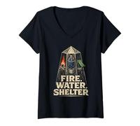 Donna Prepper Sopravvissuto Fire Water Shelter Maglietta con Collo a V