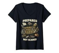Donna Prepper Sopravvissuto Prepared Not Scared Maglietta con Collo a V