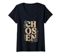 Donna Prescelto Floreale retrò Tipografia Boho botanico Citazione Maglietta con Collo a V