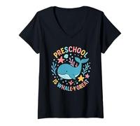 Donna Prescolare è Whaley Grande Carino Balena Oceano Parole Gioco di Parole Pun Maglietta con Collo a V