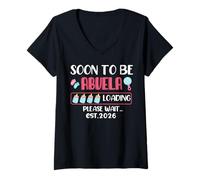 Donna Presto sarà ABUELA Loading Baby Girl 2026 Please Wait Cute Maglietta con Collo a V