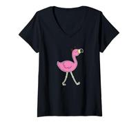 Donna presuntuoso Flamingo corre offeso Maglietta con Collo a V