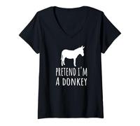 Donna Pretend I'm A Donkey - Carino Spooky Funny Animal Farm Farmer Maglietta con Collo a V