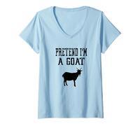 Donna Pretend I'm A Goat - Carino Spooky Funny Animal Farm Farmer Maglietta con Collo a V