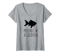Donna Pretend I'm A Goldfish - Carino Spooky Funny Animal Fish Maglietta con Collo a V