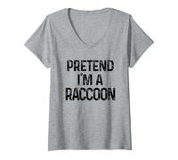 Donna Pretend I'm A Racoon Last Minute Costume di Halloween Divertente Maglietta con Collo a V