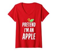 Donna Pretend I'm An Apple - Costume di Halloween Semplice e Divertente Maglietta con Collo a V