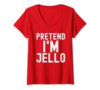 Donna Pretend I'm Jello Divertente Pigro Halloween Costume Party Maglietta con Collo a V
