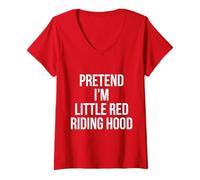 Donna Pretend I'm Little Red Riding Hood Costume per Halloween per adulti Maglietta con Collo a V