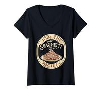 Donna Pretenzioso Pasta Club Amante Carb Snob Umorismo Cibo Italiano Maglietta con Collo a V