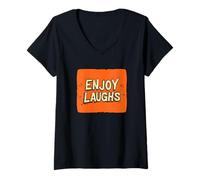 Donna Pretty Enjoy the Laughs Citazione Outfit Maglietta con Collo a V