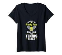 Donna Pretty Face, Sono Una Bestia da Tennis Maglietta con Collo a V