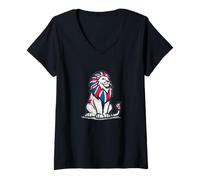 Donna Pretty Lion in Colori patriottici per Ragazzi e Ragazze Maglietta con Collo a V
