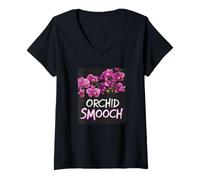 Donna Pretty Orchid Smooch per la Stagione dei Fiori e della fioritura Maglietta con Collo a V