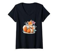 Donna Pretty Tea Time con Costume da Volpe Britannica Maglietta con Collo a V