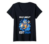 Donna Pretty Wild Estonia Colori Costume Maglietta con Collo a V