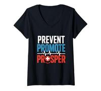 Donna Prevenire Prosperare Medicina Internista Medico Prospero Maglietta con Collo a V