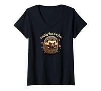 Donna Prickly But Perfect Cute Hedgehog Animal Design Maglietta con Collo a V