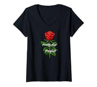 Donna Prickly But Perfect Red Rose Floral Humor Design Maglietta con Collo a V