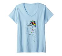 Donna Pride Girl Power Proud Gay Rainbow Lesbian Equality Love Maglietta con Collo a V