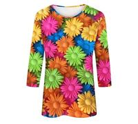 Donna Primavera Autunno E Estate Carino Tre Stampa Moda Senza Cappello Sette Minuti Manica Maglione Maniche Sciolto Girocollo Quotidiano Versatile Maglione Top Felpe Per Le Donne Alla Moda, Rosa