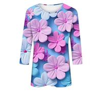 Donna Primavera Autunno Ed Estate Carino Tre Stampa Moda Senza Cappello Manica Sette Minuti Maglione Maniche Sciolto Girocollo Versatile Quotidiano Maglione Top Carine Felpe con cappuccio da donna