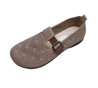 Donna Primavera e Mesh Traspirante Antiscivolo Bocca Piatto Sottile Tempo Libero Scarpe Singole Un Piede Mesh Tempo Libero Delle Signore Scarpe Di Tessuto Giallo 36, caffè, 40 EU