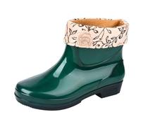 Donna Primavera Estate Autunno e Inverno a Maniche Corte Cotone Rimovibile e Lavabile Outdoor Moda Lavoro Pesca Cucina Antiscivolo Calda Scarpe Stivali Pioggia Spray per Scarpe, Verde, 38.5 EU