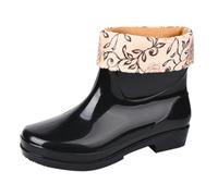 Donna Primavera Estate Autunno e Inverno a Maniche Corte Cotone Rimovibile e Lavabile Outdoor Moda Lavoro Pesca Cucina Antiscivolo Calda Scarpe Stivali Pioggia Spray per Scarpe, Nero , 38.5 EU